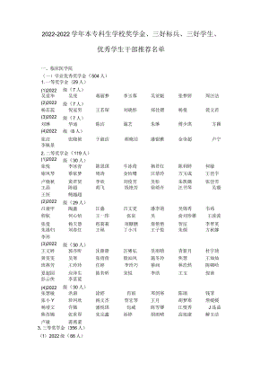 20222022学本专科生学校奖学金三好标兵三好学生.docx