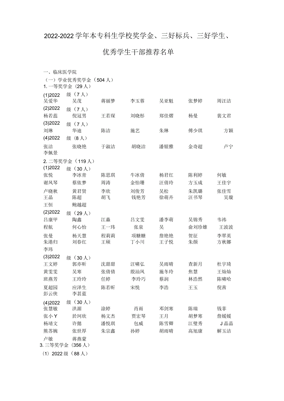 20222022学本专科生学校奖学金三好标兵三好学生.docx_第1页