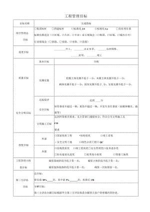 建筑施工管理目标表.docx