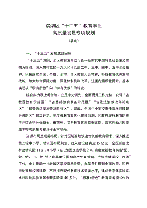 滨湖区“十四五”教育事业高质量发展专项规划.docx