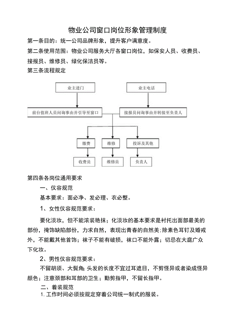 物业窗口岗位形象管理制度.docx_第1页