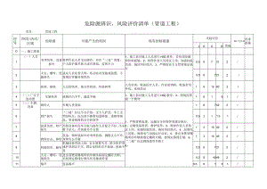 危险源辨识、风险评价清单(管道工程).docx