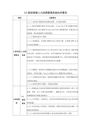 XX医院智慧人力资源管理系统技术要求.docx