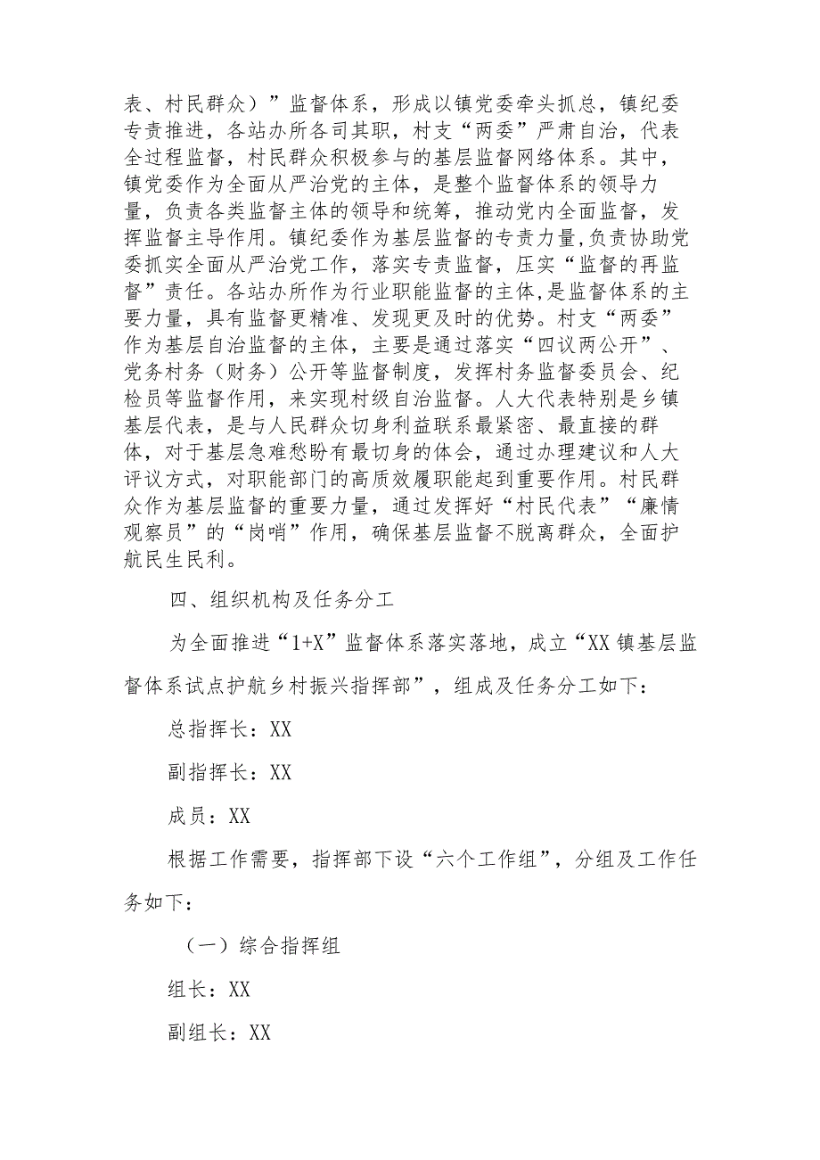 XX镇探索基层监督“1+X”体系建设护航乡村振兴工作方案.docx_第2页