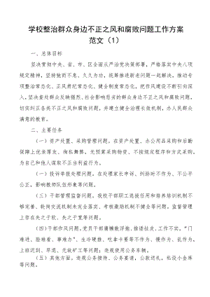 学校整治群众身边不正之风和腐败问题工作实施方案2篇.docx