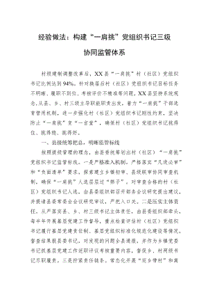 经验做法：构建“一肩挑”党组织书记三级协同监管体系.docx