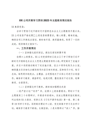 公司开展学习贯彻2023年主题教育情况报告.docx