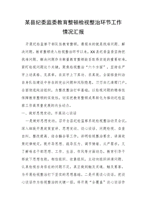 某县纪委监委教育整顿检视整治环节工作情况汇报.docx