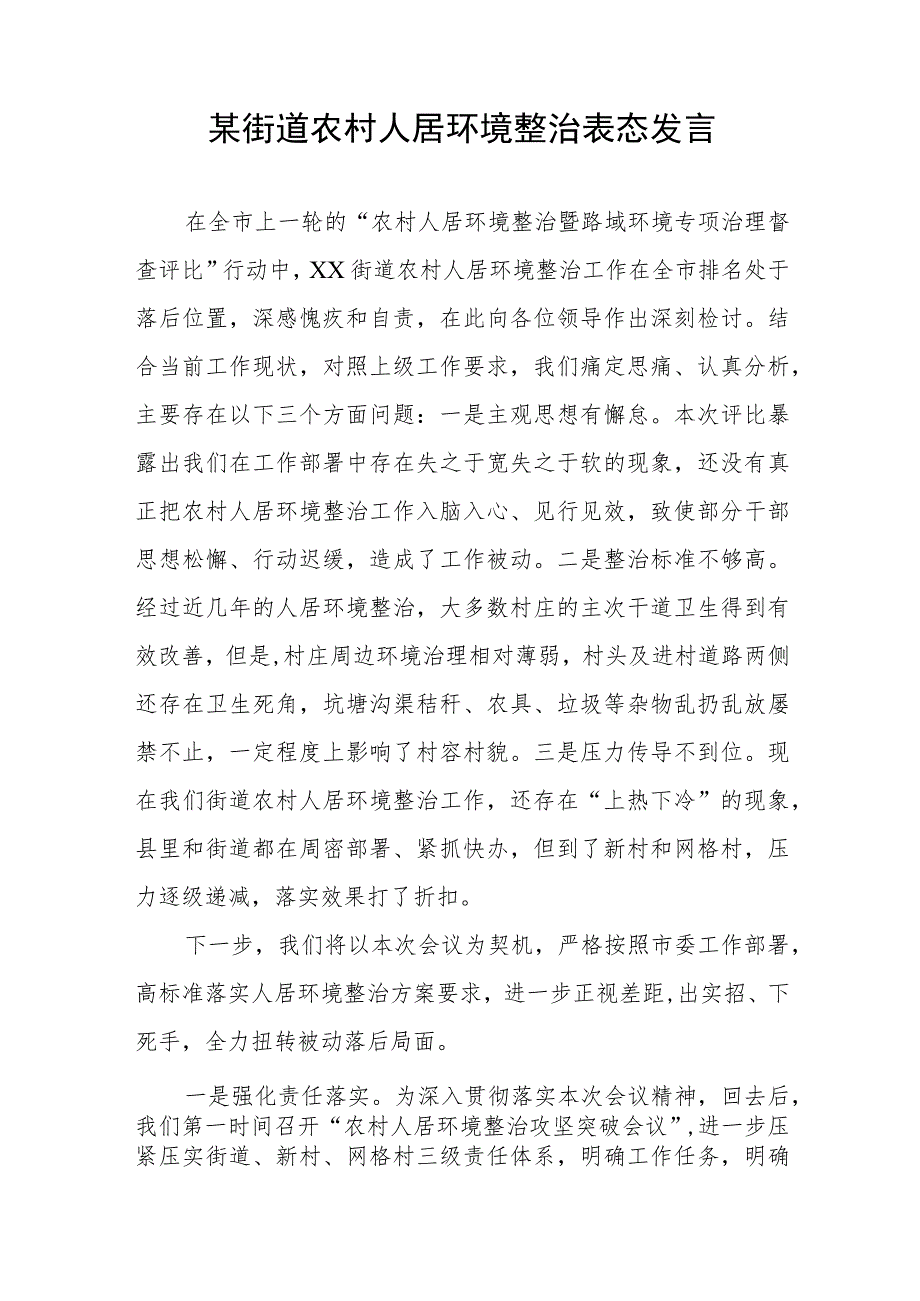 街道农村人居环境整治表态发言工作方案实施情况自评报告工作汇报.docx_第2页