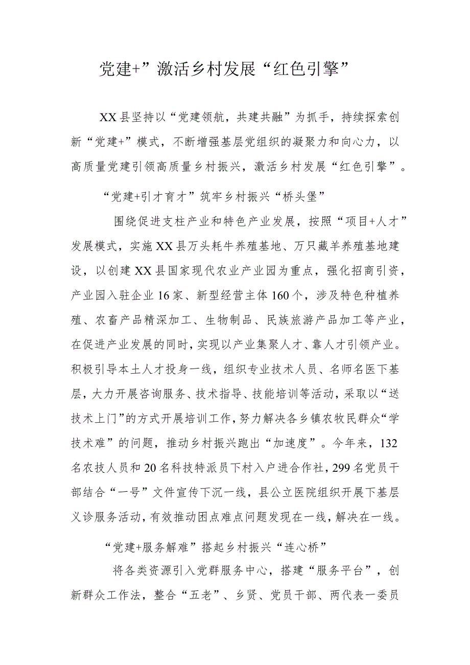 党建+”激活乡村发展“红色引擎”.docx_第1页