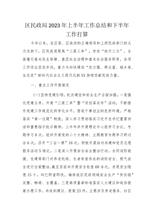 区民政局2023年上半年工作总结和下半年工作打算.docx