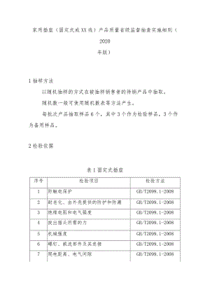 家用插座（固定式或延长线）产品质量省级监督抽查实施细则(2020年版).docx