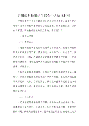 组织部科长组织生活会个人检视材料.docx