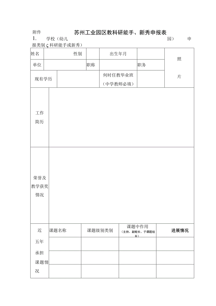 苏州工业园区教科研能手、新秀申报表.docx_第1页