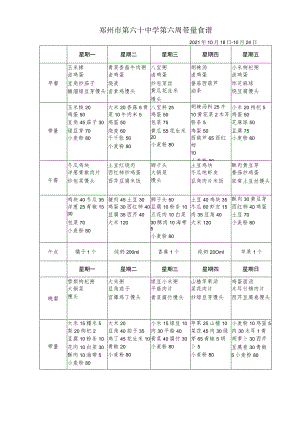 郑州市第六十中学第六周带量食谱2021年10月18日-10月24日.docx