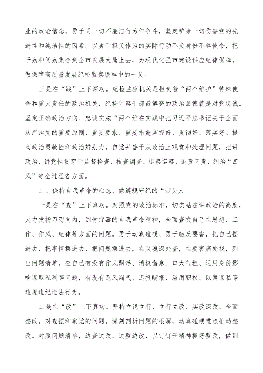 2023开展纪检监察干部队伍教育整顿专题研讨发言材料共三篇.docx_第2页