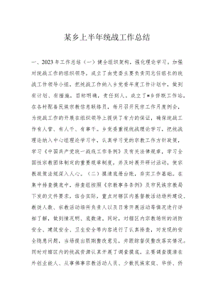 某乡上半年统战工作总结.docx