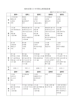 郑州市第六十中学第七周带量食谱.docx