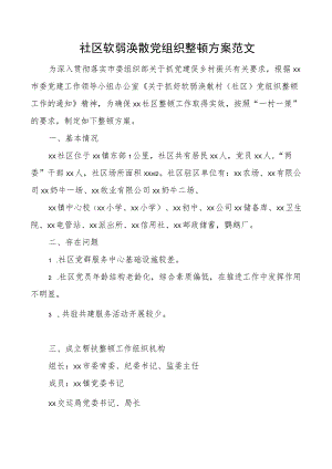 社区软弱涣散党组织整顿方案.docx