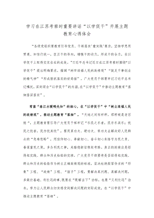 学习在江苏考察时重要讲话“以学促干”开展主题教育心得体会.docx