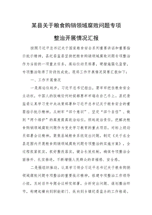 某县关于粮食购销领域腐败问题专项整治开展情况汇报.docx