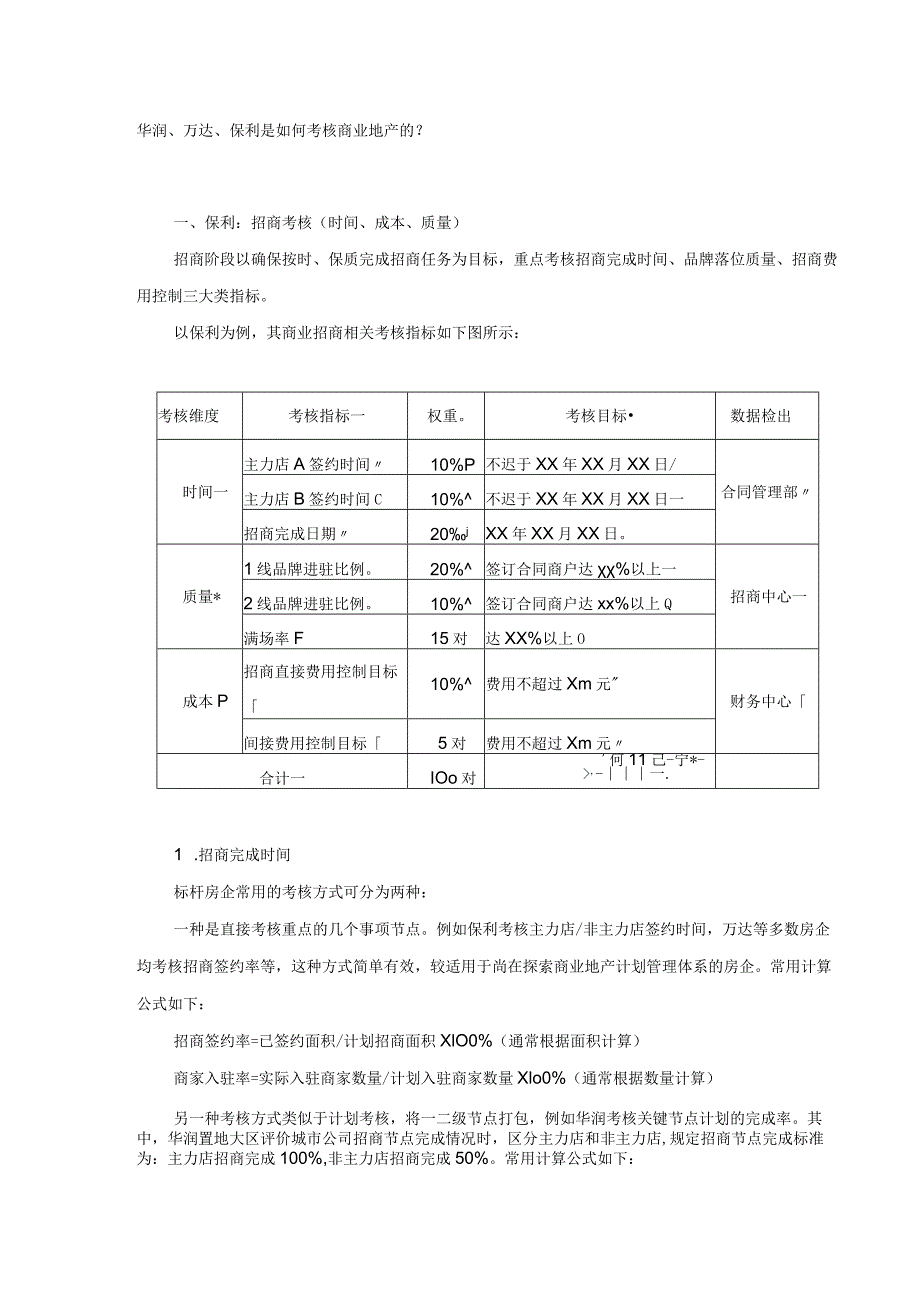 华润、万达、保利是如何考核商业地产的？.docx_第1页