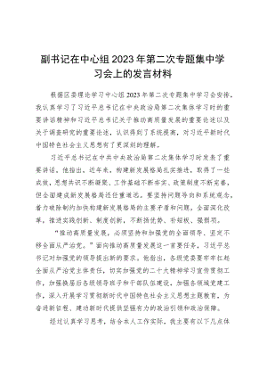 副书记在中心组2023年第二次专题集中学习会上的发言材料.docx