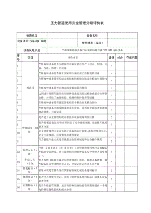 压力管道使用安全管理分级评价表.docx