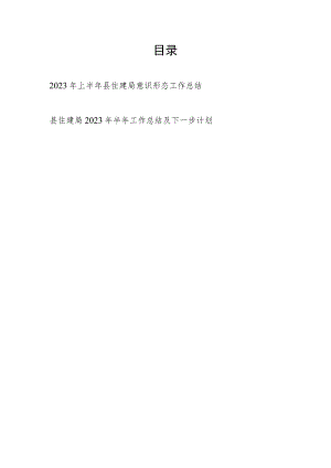 2023年上半年县住建局意识形态工作总结和上半年工作总结及下一步计划.docx