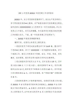 公司党委202X年抓党建工作述职报告.docx