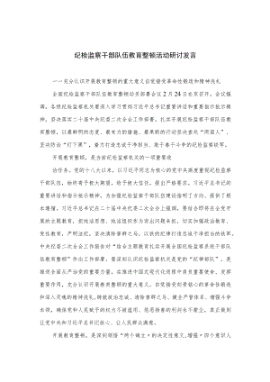 2023纪检监察干部队伍教育整顿活动研讨发言范文精选（3篇）.docx