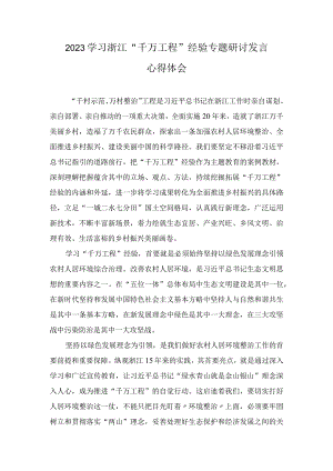 2023学习浙江“千万工程”经验专题研讨发言心得体会（7篇）.docx