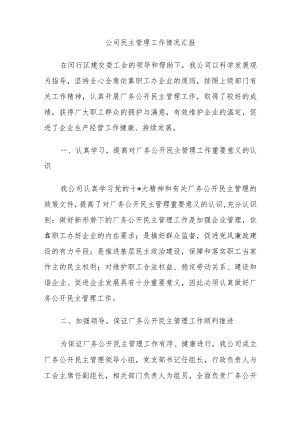 公司民主管理工作情况汇报.docx