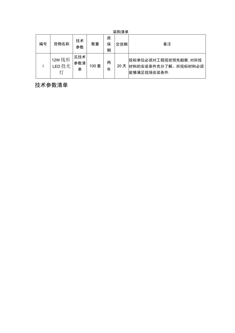 采购清单备注技术参数清单.docx_第1页