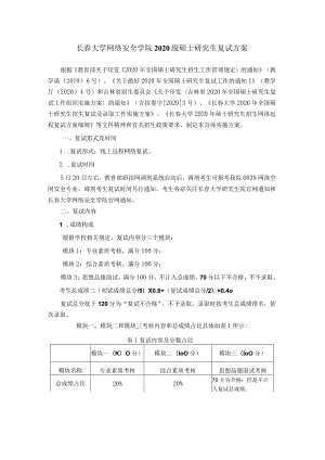 长春大学网络安全学院2020级硕士研究生复试方案.docx