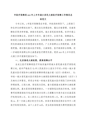 市医疗保障局2023年上半年城乡居民大病医疗保障工作总结（汇报报告）.docx