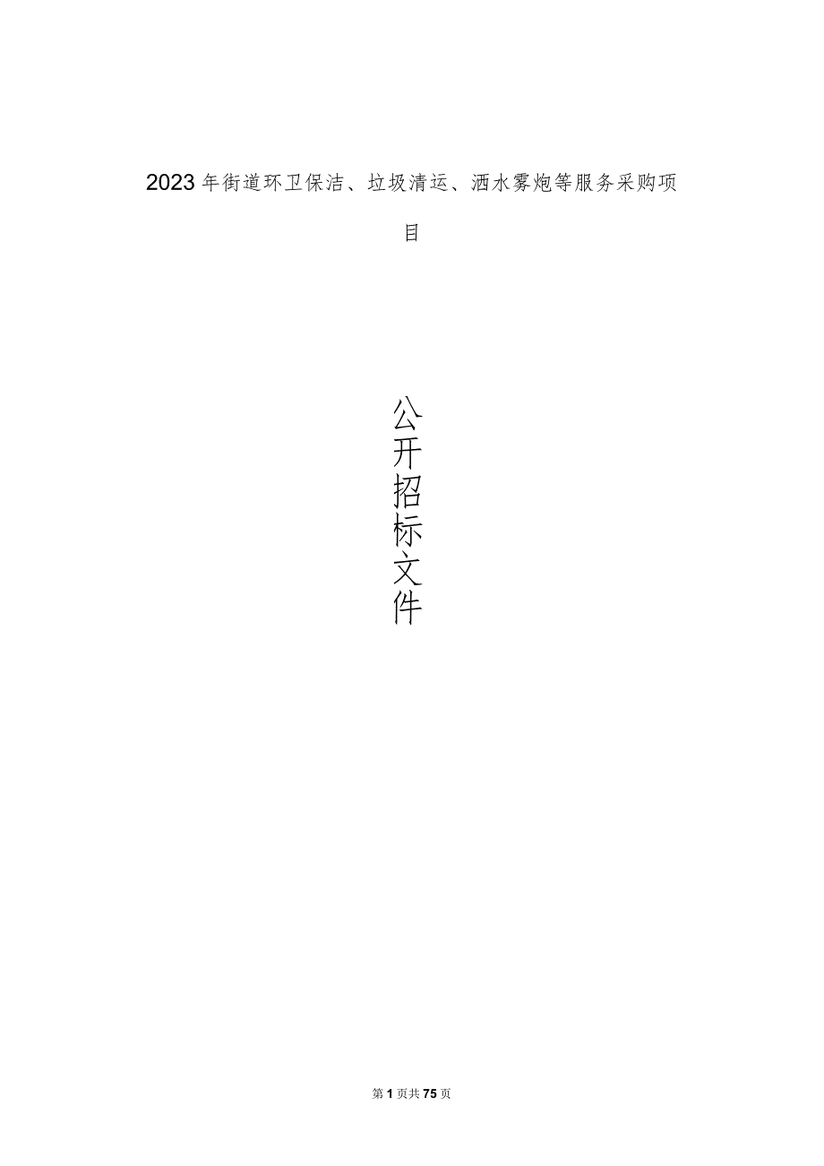 2023年街道环卫保洁、垃圾清运、洒水雾炮等服务采购项目招标文件.docx_第1页