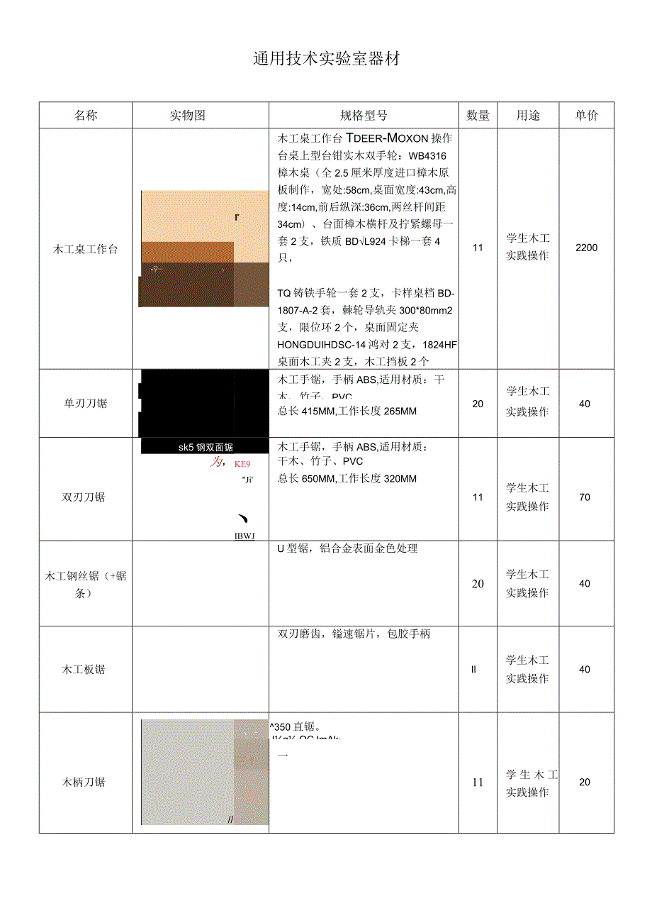 通用技术实验室器材.docx_第1页