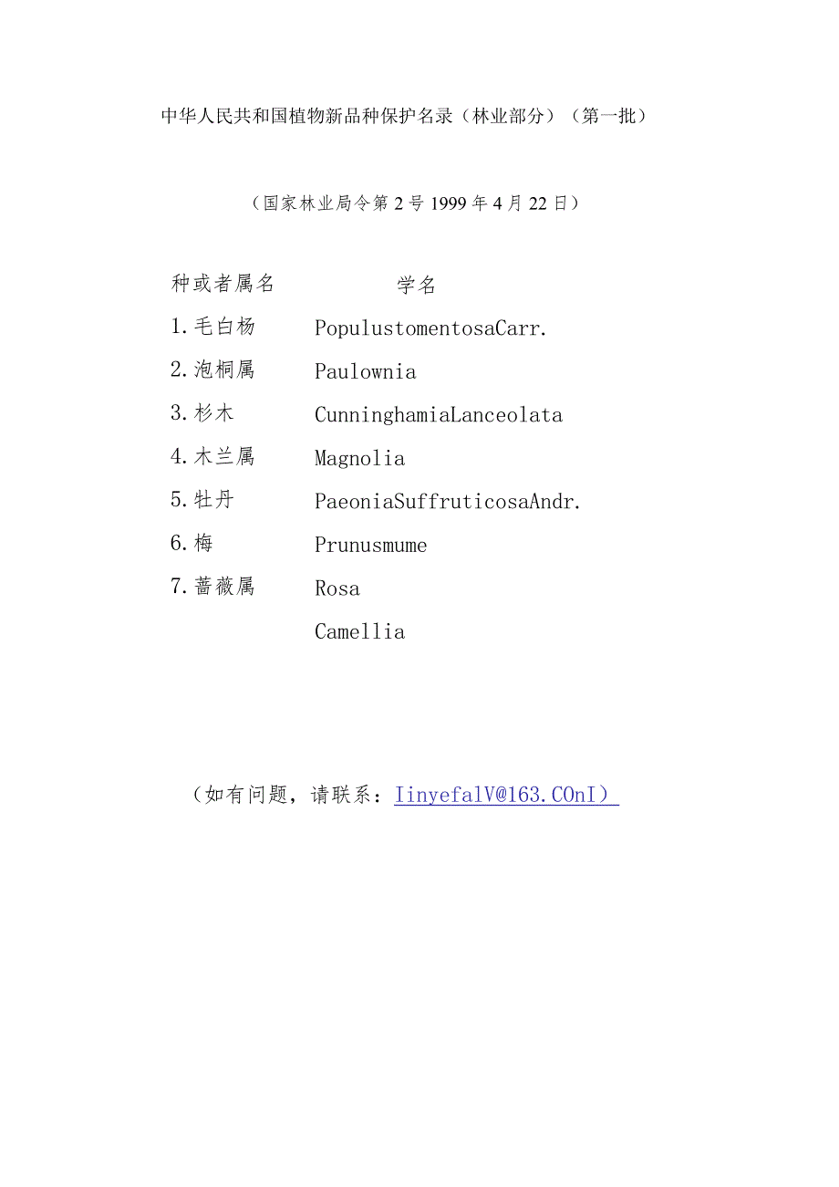 中华人民共和国植物新品种保护名录（林业部分）（第一批）.docx_第1页