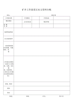 矿井工作面采后水文资料台帐.docx