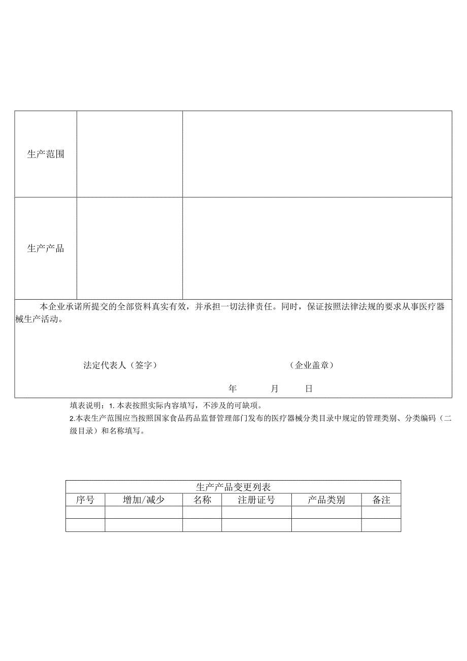 医疗器械生产许可证登记事项变更空白表.docx_第3页