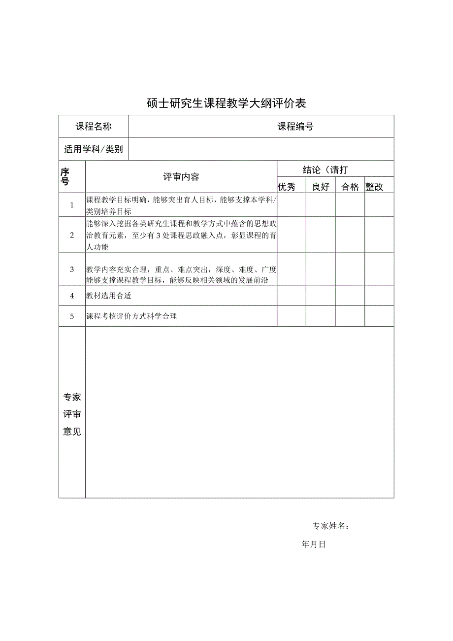 硕士研究生课程教学大纲评价表.docx_第1页