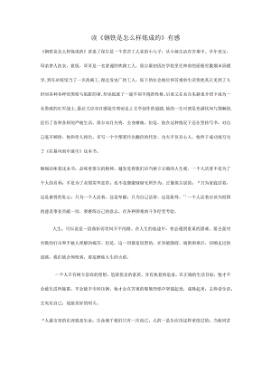 读《钢铁是怎么样炼成的》有感.docx