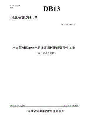 水电解制氢单位产品能源消耗限额引导性指标.docx