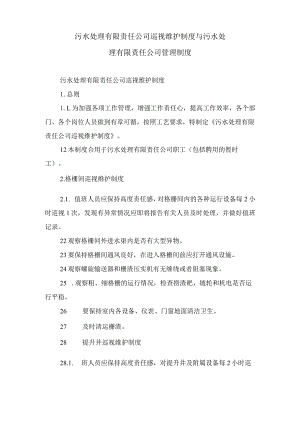 污水处理有限责任公司巡视维护制度与污水处理有限责任公司管理制度.docx