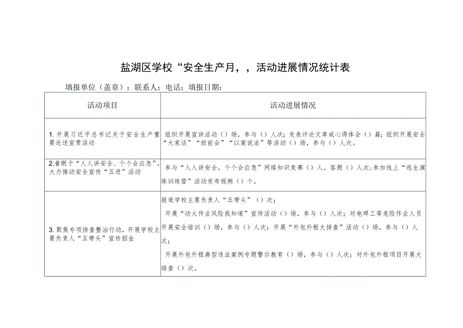 盐湖区学校“安全生产月”活动进展情况统计表.docx_第1页