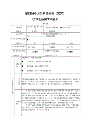 第四届中国创新挑战赛宜宾技术创新需求调查表.docx