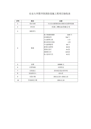 长安大学图书馆消防设施工程项目验收表.docx