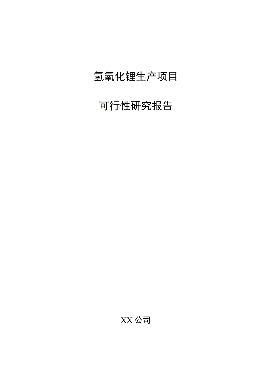 氢氧化锂生产项目可行性研究报告（模板范文）.docx_第1页