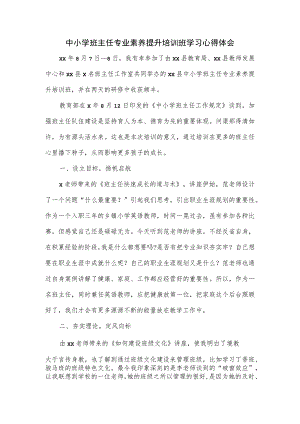 中小学班主任专业素养提升培训班学习心得体会.docx